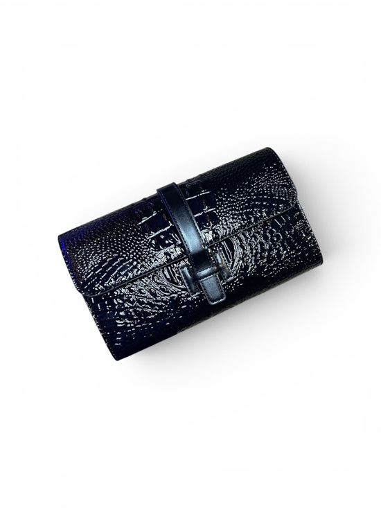 The Unbranded Brand Handbags - Black Croc-Embossed FASHION Wristlet Clutch or Crossbody New